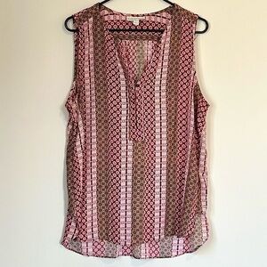 Dana Buchman Geometric Lightweight Sleeveless Blouse - Size: Extra Large